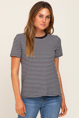 Black Striped Basic Maternity Tee