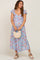 Light Blue Floral Back Cutout Maternity Midi Dress