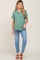 Green Collared Button-Down Short Sleeve Maternity Blouse