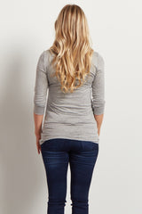 Grey 3/4 Sleeve Maternity Shirt