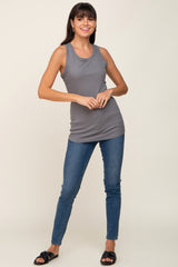 Charcoal Sleeveless Ribbed Top