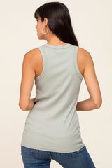 Sage Sleeveless Ribbed Top