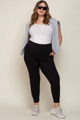 Black Soft Knit Maternity Plus Jogger Pants