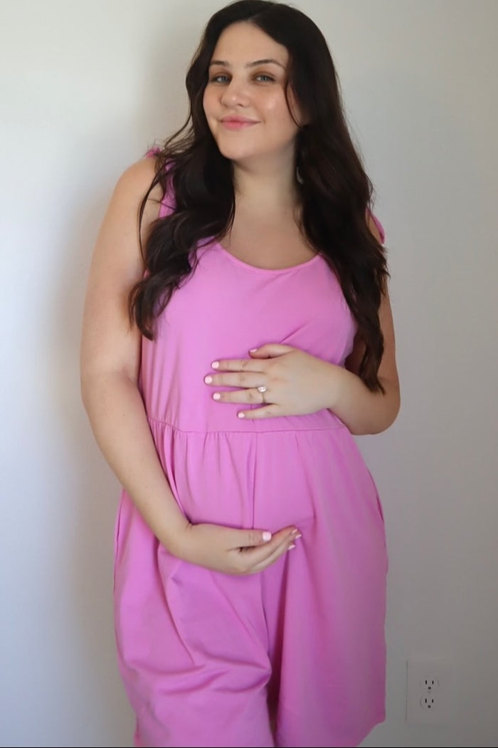 Pink Knot Strap Maternity Romper