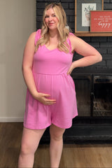 Pink Knot Strap Maternity Romper