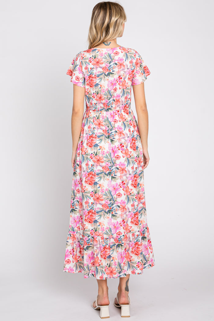 Ivory Multi-Color Floral Maxi Dress