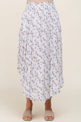 Light Blue Floral Smocked Midi Skirt