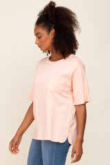 Peach Short Sleeve Pocketed Top