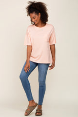 Peach Short Sleeve Pocketed Top