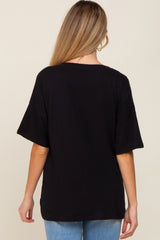 Black Pocketed V-Neck Maternity Top