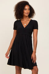 Black Pleated Nursing Dress