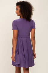 Plum Pleated Nursing Dress