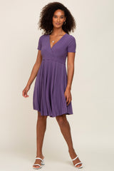 Plum Pleated Nursing Dress