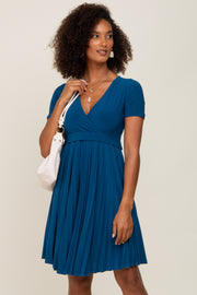 Teal Pleated Maternity/Nursing Dress