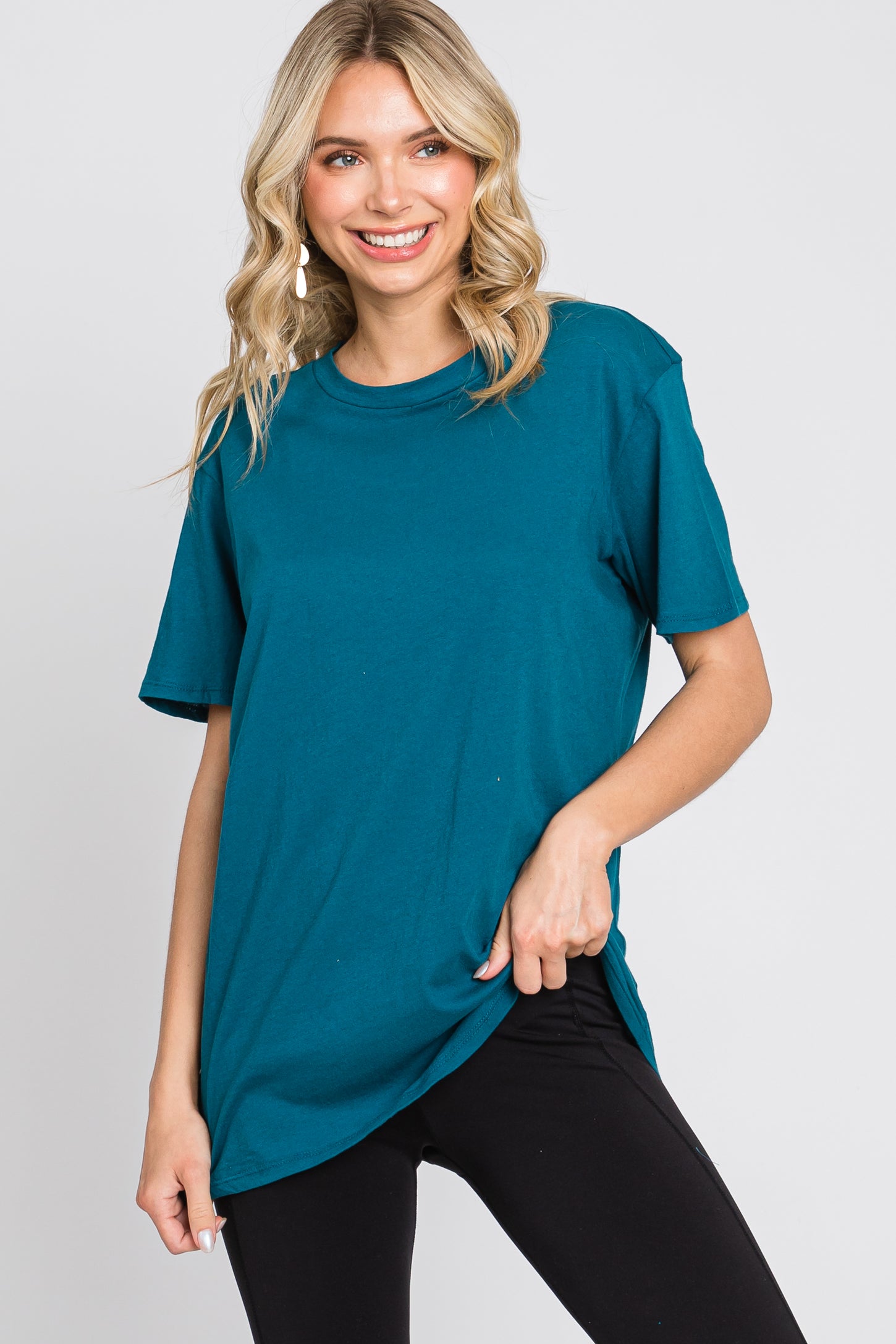 Teal Oversized Short Sleeve Maternity Top