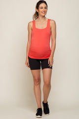 Coral Square Neck Ruched Sides Maternity Top