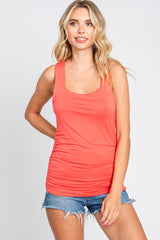 Coral Square Neck Ruched Sides Maternity Top