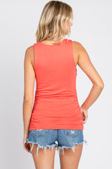 Coral Sqaure Neck Ruched Sides Top