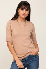 Mocha Knit Fitted Maternity Blouse