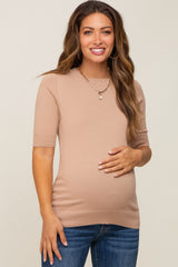 Mocha Knit Fitted Maternity Blouse