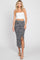 Black Floral Ruched Side Slit Midi Skirt