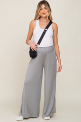 Grey Smocked Waist Flowy Maternity Pants