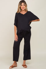 Black Cropped Pant Maternity Set