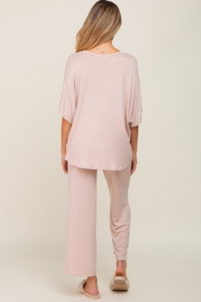 Taupe Cropped Pant Maternity Set