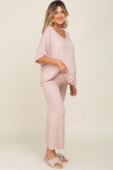 Light Pink Cropped Pant Maternity Set