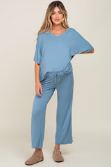 Blue Cropped Pant Maternity Set
