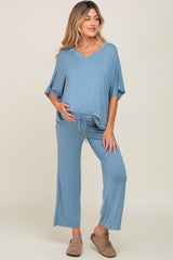 Blue Cropped Pant Maternity Set