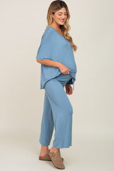 Blue Cropped Pant Maternity Set