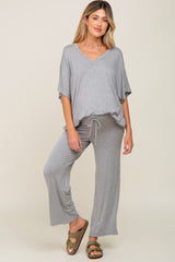 Heather Grey Cropped Pant Maternity Set