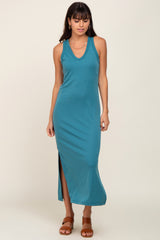 Emerald Basic Maternity Shift Midi Dress
