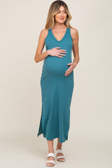Emerald Basic Maternity Shift Midi Dress