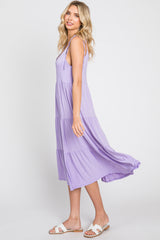 Lavender Sleeveless Tiered Midi Dress