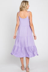 Lavender Sleeveless Tiered Midi Dress