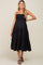 Black Smocked Open Back Tiered Maternity Midi Dress