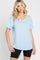 Light Blue V-Neck Basic Top