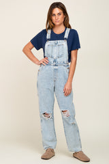 Light Wash Distressed Denim Overalls