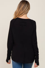 Black Exposed Seam Long Sleeve Maternity Top