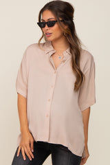 Taupe Button Up Dolman Short Sleeve Maternity Top