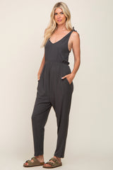 Charcoal Tie Strap Jumpsuit