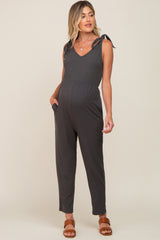 Charcoal Tie Strap Maternity Jumpsuit