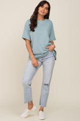 Mint Green Oversized Pocket Front Short Sleeve Top