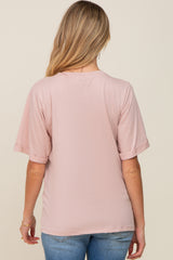 Light Pink Oversized Pocket Front Short Sleeve Maternity Top