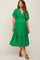 Green Ruffle Tiered V-Neck Maternity Midi Dress