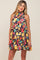 Black Floral Mock Neck Tiered Maternity Dress