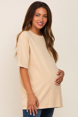 Yellow Basic Oversized Maternity T-Shirt