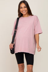 Pink Basic Oversized Maternity T-Shirt